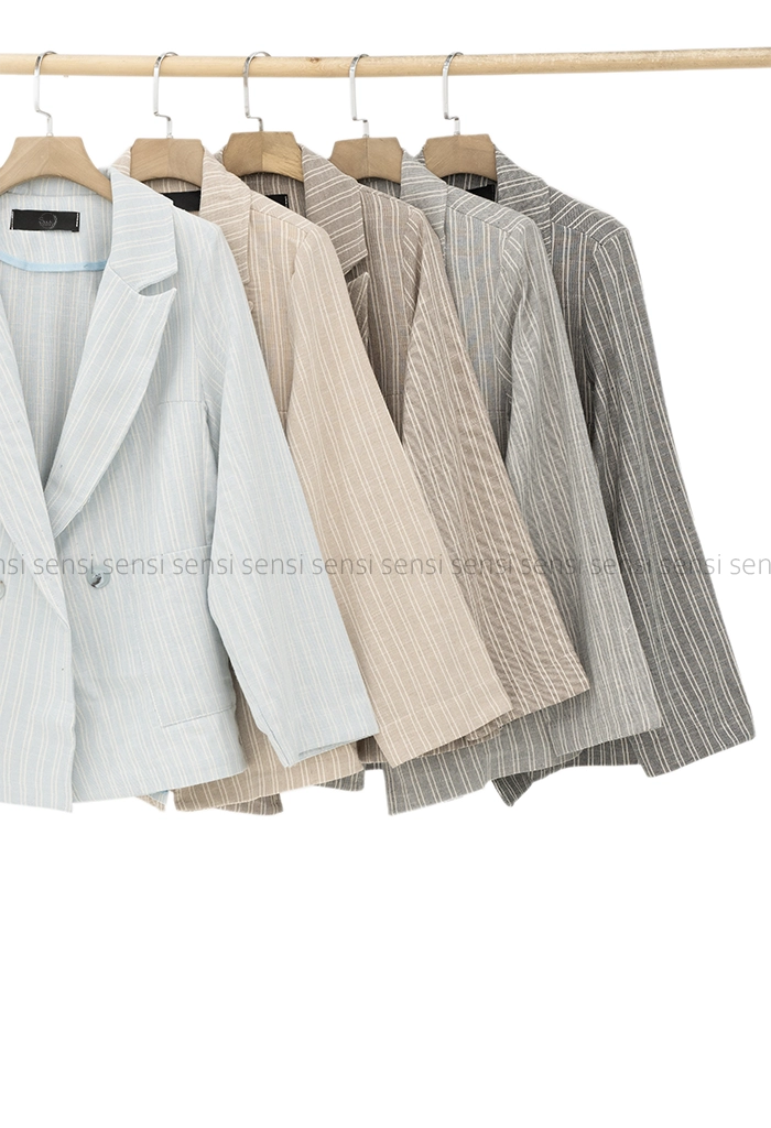 کت راه راه لینن جیب پاکتی کد1005297